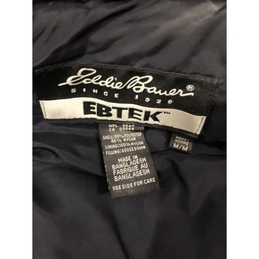 Mens EDDIE BAUER Down Puffer Vest Medium Gray‎ And Black